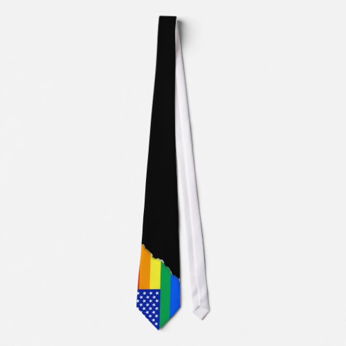 LGBT Rainbow American Flag Neck Tie