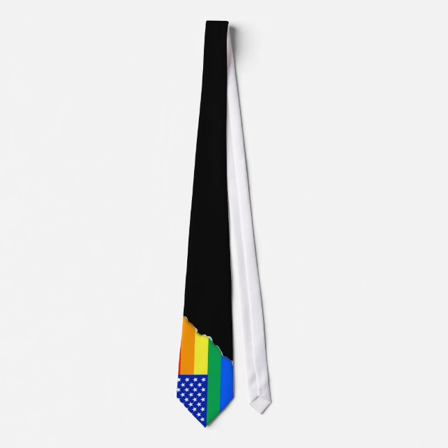 LGBT Rainbow American Flag Neck Tie (Front)