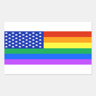 LGBT Rainbow American Flag Rectangular Sticker