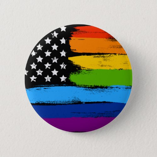 LGBT Rainbow American Pride Flag Button