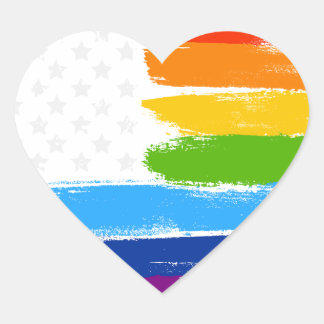 LGBT Rainbow American Pride Flag Heart Sticker