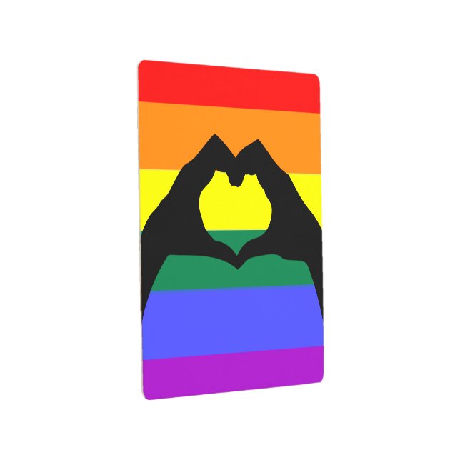 LGBT Rainbow and Heart Hand Silhouette Metal Print (3/4)
