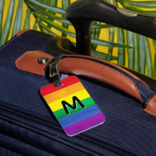 LGBT Rainbow Beach Monogram Personalized Luggage Tag