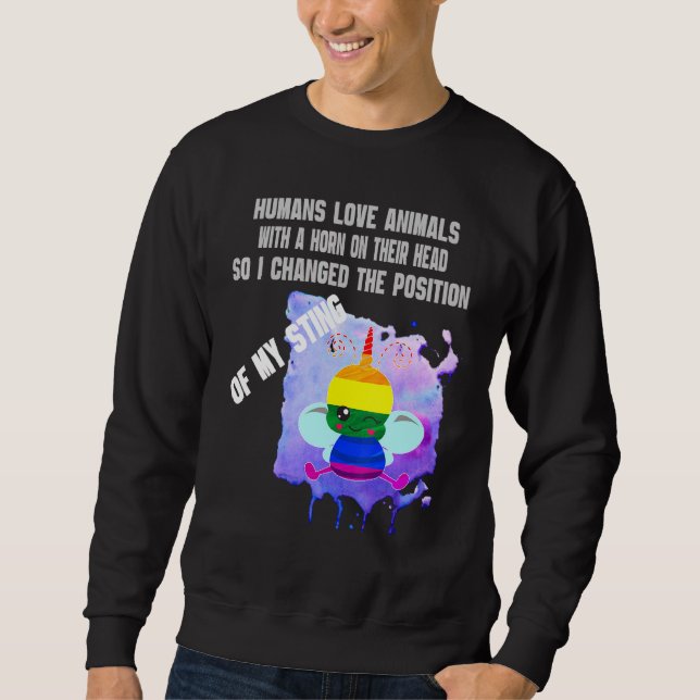 Lgbt Rainbow Bee Idea Apiologist Bee Gay Beekeeper Sweatshirt (Front)