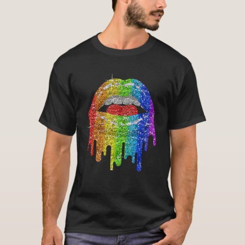 Lgbt Rainbow Bling Lgbt Lips Pride Gay Bisexual Le T_Shirt