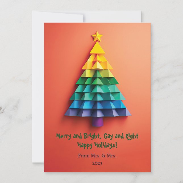 LGBT Rainbow Christmas Tree Card (Front)