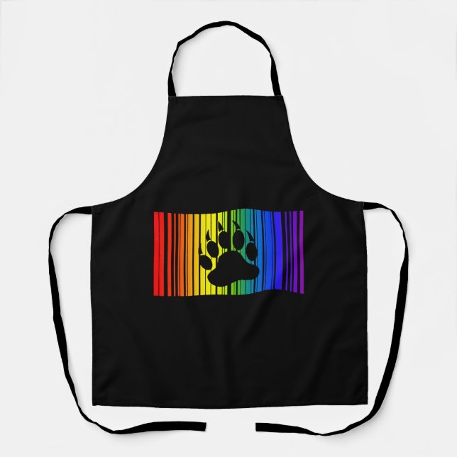 Lgbt Rainbow Colors Barcode Icon Pride Gay Bear Apron (Front)