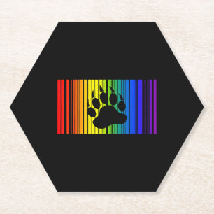 Lgbt Rainbow Colors Barcode Icon Pride Gay Bear Paper Coaster