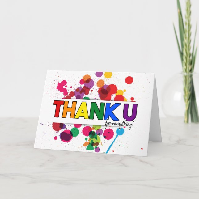 LGBT Rainbow Colors Theme Blank Thank You Card (Front)
