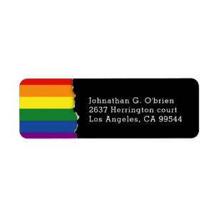LGBT Rainbow Flag   Blk Return Address Label