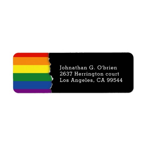 LGBT Rainbow Flag  Blk Return Address Label