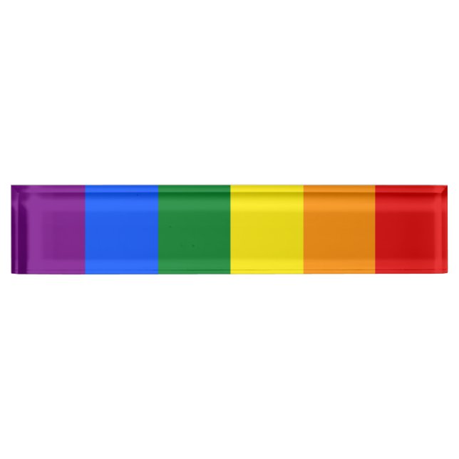 LGBT Rainbow flag Desk Name Plate (Front)