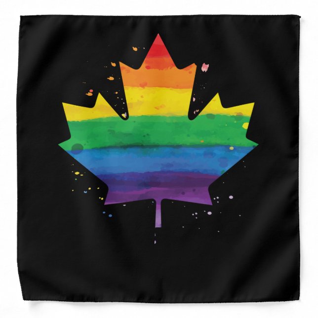 LGBT Rainbow Flag Gay Pride Canada Maple Leaf Bandana (Front)