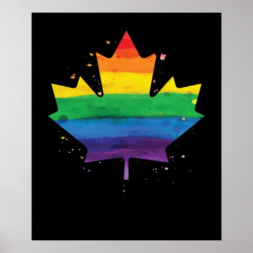 LGBT Rainbow Flag Gay Pride Canada Maple Leaf Poster