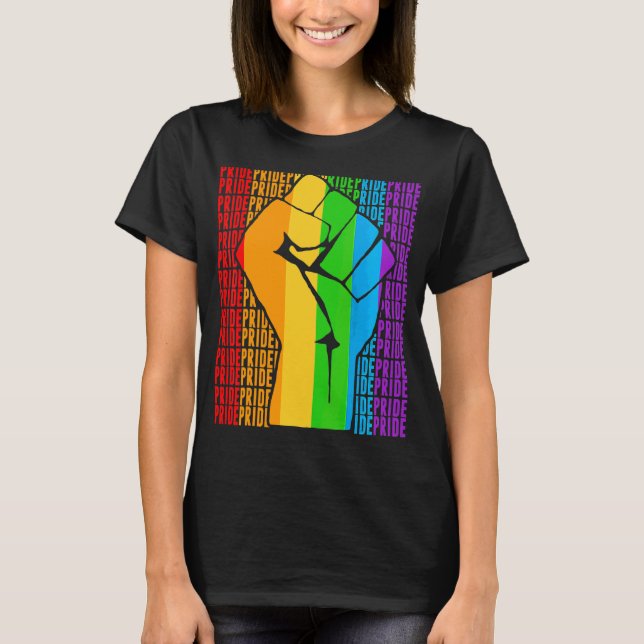 Lgbt Rainbow Flag Gay Pride Fist Queer Lgbtq Pride T-Shirt (Front)