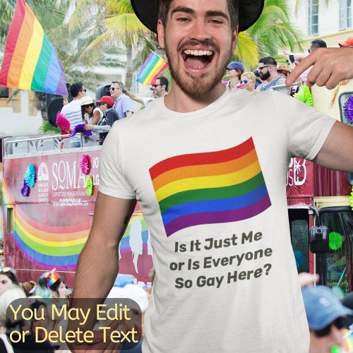 LGBT Rainbow Flag Gay Pride Flag Custom Text Funny T_Shirt