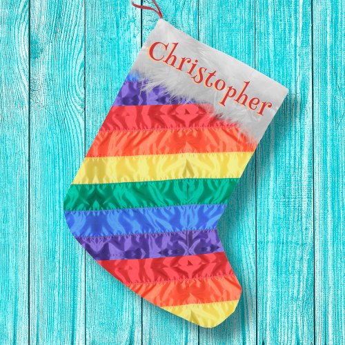 LGBT rainbow flag gay pride flag personalized name Small Christmas Stocking