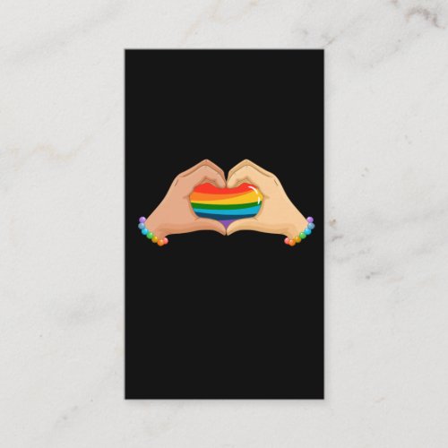 LGBT Rainbow Flag Hands Heart Colorful Love Business Card
