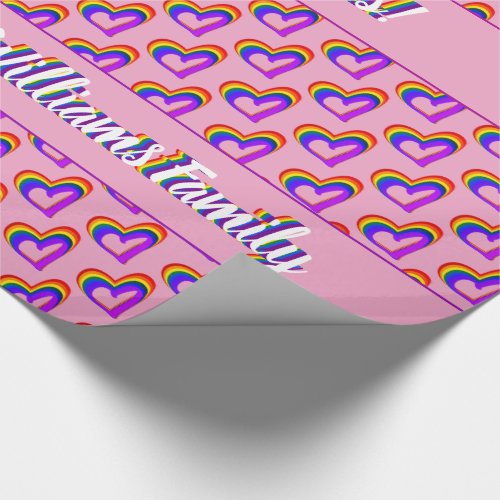 LGBT Rainbow Flag Heart Pattern Colorful Gay Pride Wrapping Paper