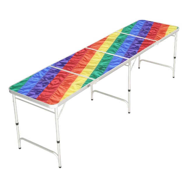 LGBT rainbow flag LGBTQ rainbow stripes gay pride  Beer Pong Table (Angled)