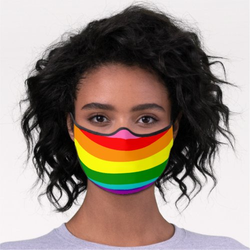 LGBT Rainbow Flag Original 8 Stripes Pattern Premium Face Mask