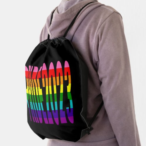 LGBT Rainbow Flag Original 8 Stripes Pride 2023 Drawstring Bag
