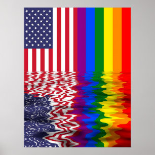 LGBT Rainbow Flag Reflection Rally Banner Poster