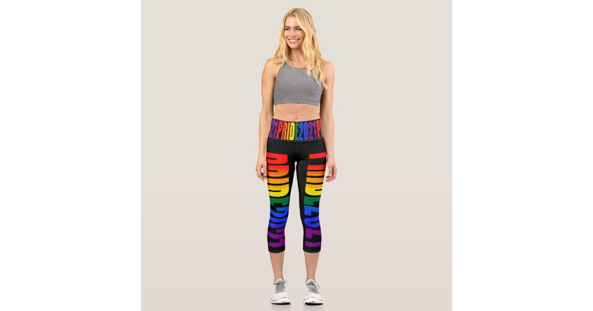 LGBT Gay Pride Rainbow Flag Colors High Waisted Capri Leggings