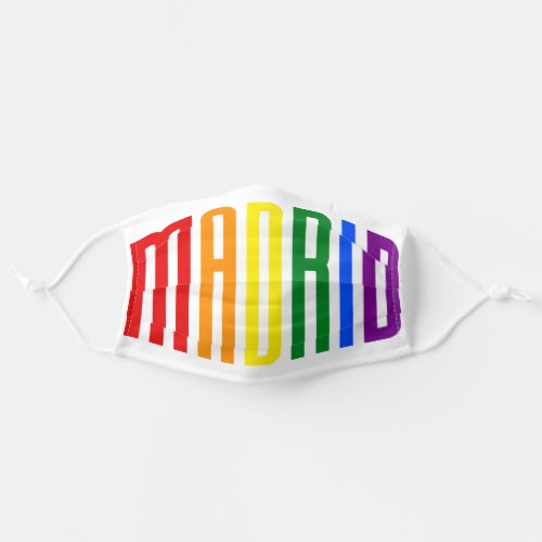 LGBT Rainbow Flag Text LGBTQ Gay Pride 2021 Madrid Adult Cloth Face Mask