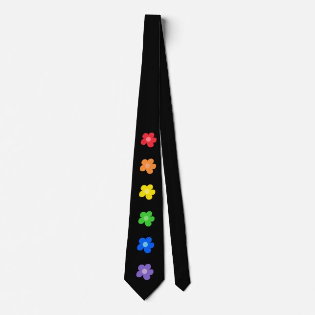 LGBT Rainbow Flowers Gay Pride design  Neck Tie (Front)
