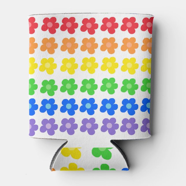 LGBT Rainbow Flowers Gay Pride Freedom & Equality  Can Cooler (Front)