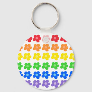 LGBT Rainbow Flowers Gay Pride Freedom & Equality Keychain