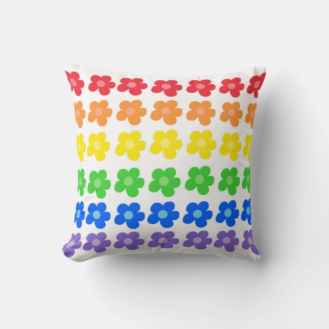 LGBT Rainbow Flowers Gay Pride Freedom & Equality  Throw Pillow (Front)