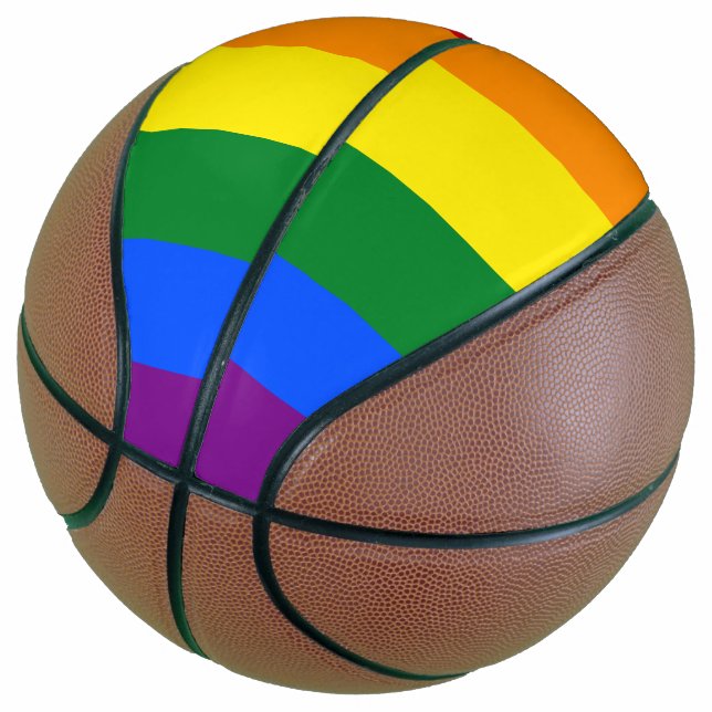 LGBT Rainbow Gay Pride Flag Basketball (Angled)