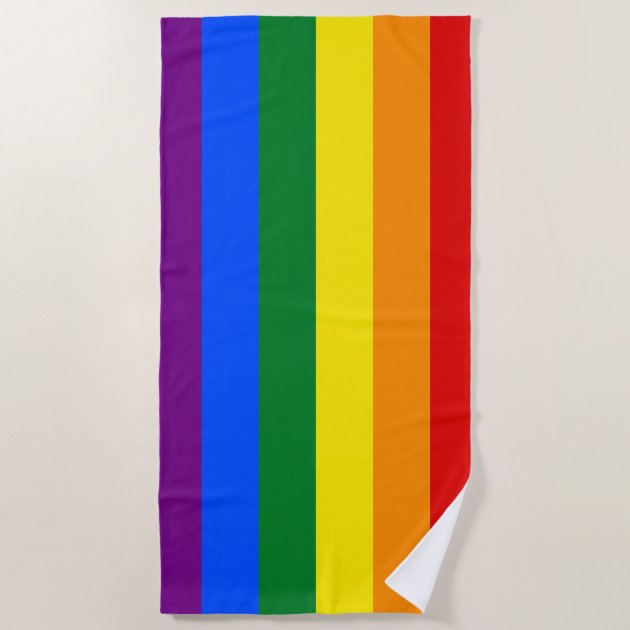 Rainbow LGBT Pride Beach Towel - 30x60 Inch Cotton Gay Flag Towel For Pool & Beach