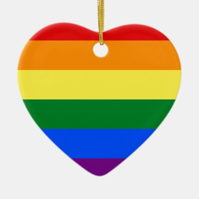 LGBT Rainbow Gay Pride Flag Ceramic Ornament (Front)