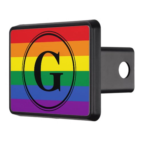 LGBT Rainbow Gay Pride Flag Custom Monogram Tow Hitch Cover