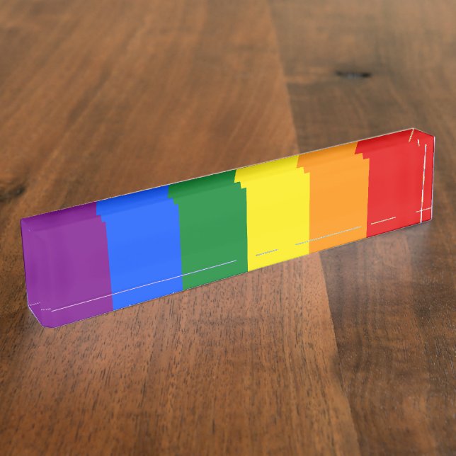 LGBT Rainbow Gay Pride Flag Desk Name Plate (Side)