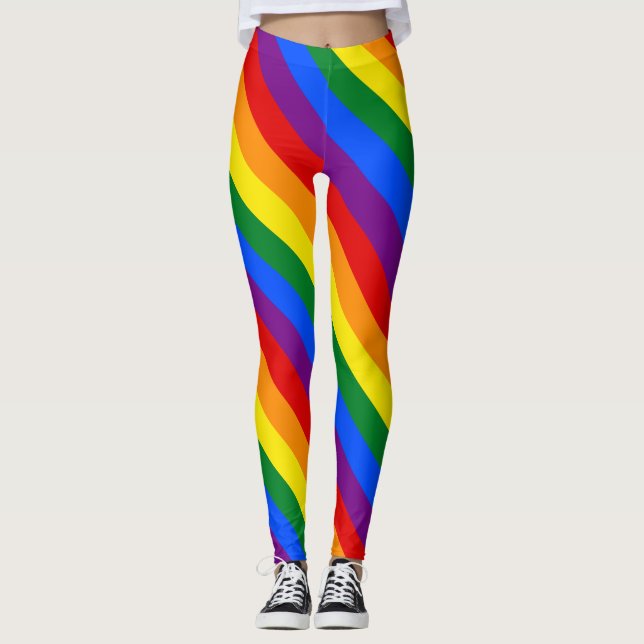 LGBT Rainbow Gay Pride Flag Leggings (Front)