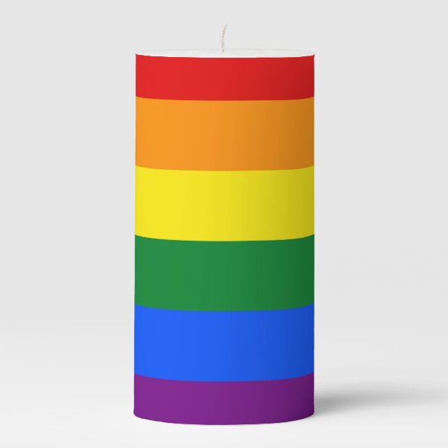 LGBT Rainbow Gay Pride Flag Pillar Candle (Front)
