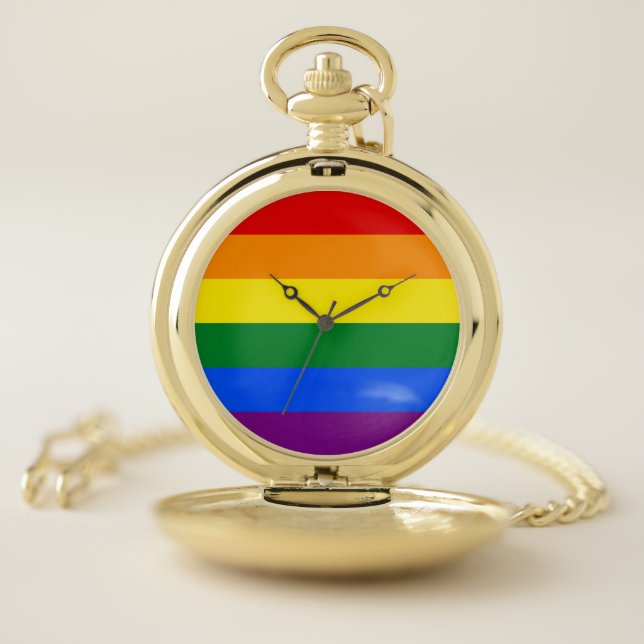 LGBT Rainbow Gay Pride Flag Pocket Watch (Inside)