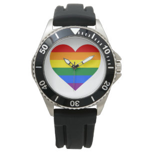 LGBT Rainbow Gay Pride Heart Flag Watch