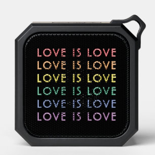 LGBT Rainbow Gay Pride Love Is Love Repeating Text Bluetooth Speaker