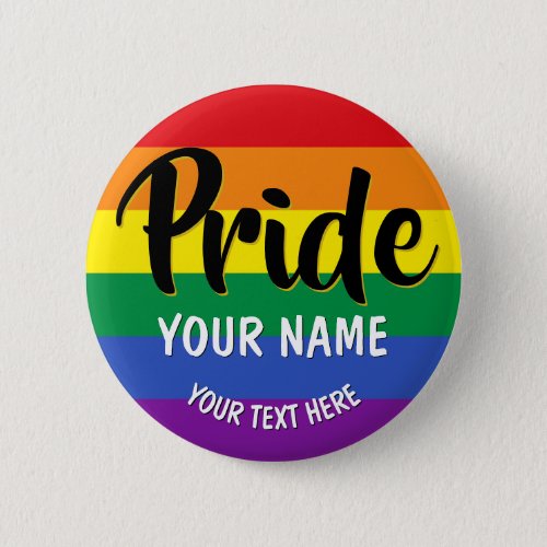 LGBT Rainbow Gay Pride Personalized Button