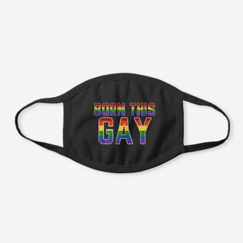 LGBT Rainbow Glitter Born This Gay Black Cotton Face Mask