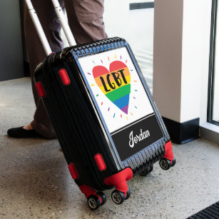LGBT Rainbow Heart   Add Your Name Luggage