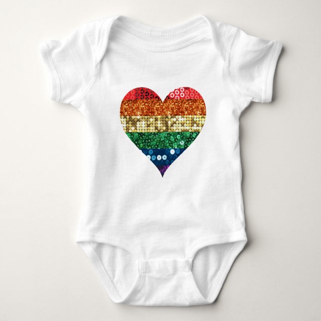 lgbt rainbow heart baby bodysuit (Front)