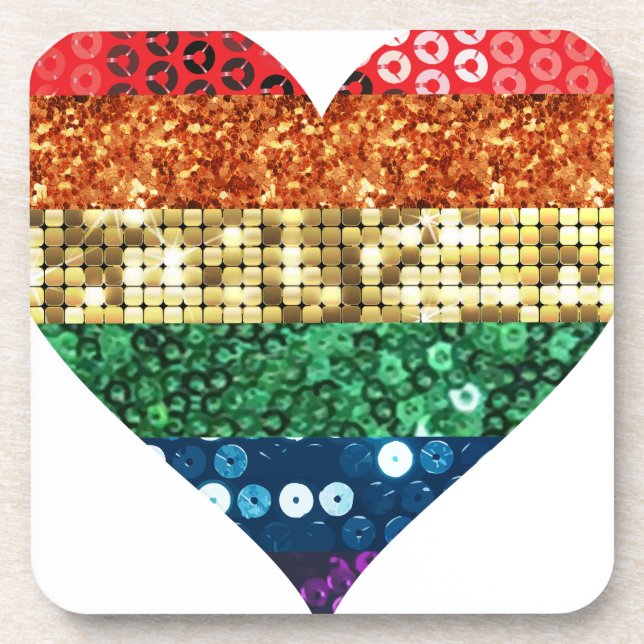 lgbt rainbow heart beverage coaster (Front)