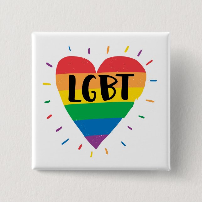 LGBT Rainbow Heart Button (Front)