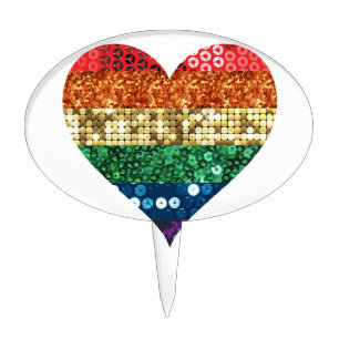 lgbt rainbow heart cake topper